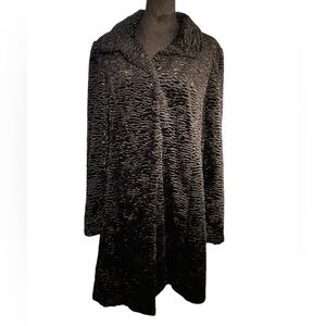 WHBM Elegant Black Luxuriously Textured Knee-length Coat size XL